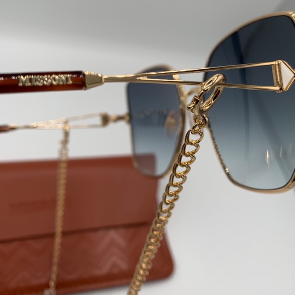 Missoni Mis 0052/S Sunglasses Rose Gold/Blue lens with chain main image 10